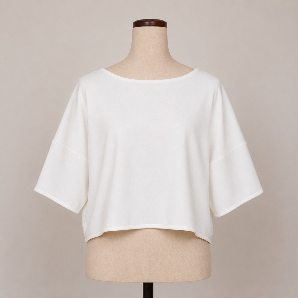 Spanx AirEssentials Airlux Puff‎ Sleave Top White Boxy Cropped 1X Plus Size